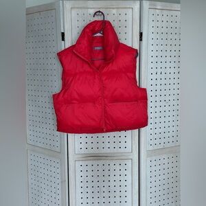Red Puffer Cropped Vest